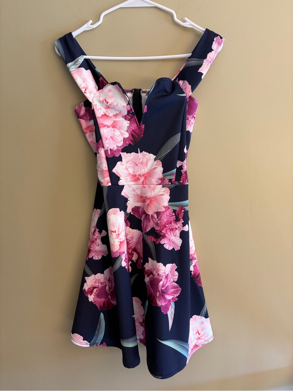 NWT Floral Navy & Pink Fit-and-Flare Dress